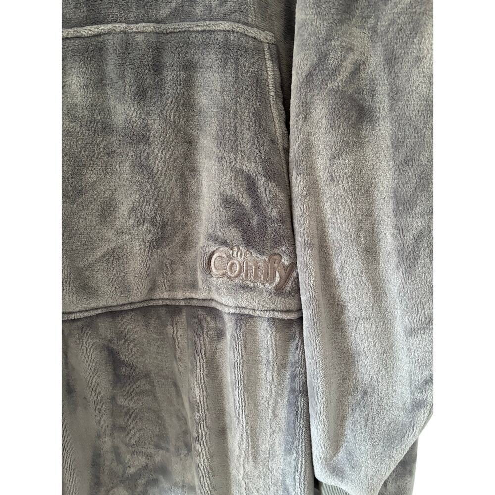 The Comfy Gray Oversized Sherpa Hooded Wearable Blanket Hoodie One Size Plush - Picture 6 of 7